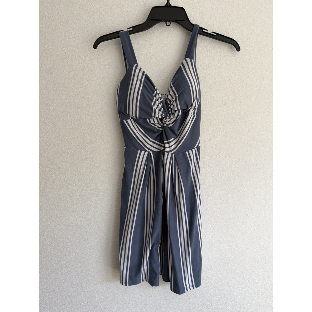 Planet Gold Mini Sundress Womens Small Blue White Striped Padded Fit & Flare